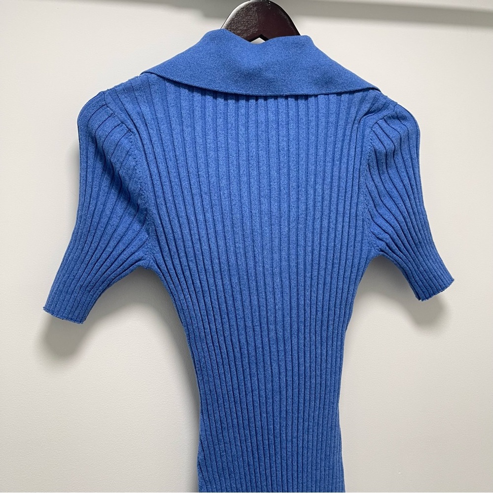 JS71 Mykonos Ribbed Polo Short Sleeve Blue Mini Dress Size Small - Picture 9 of 14